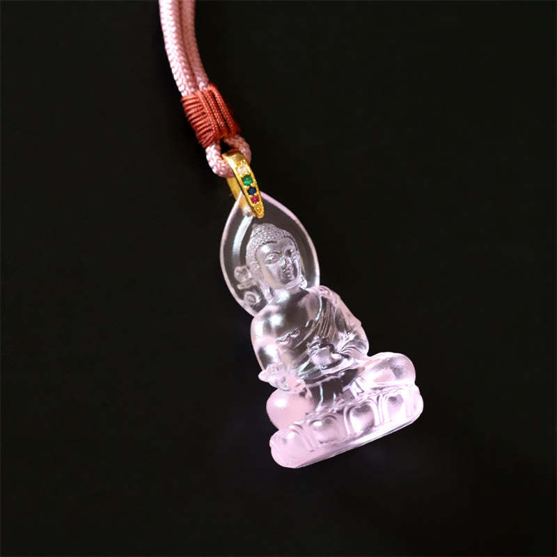 Blue Tathagata mystic zen Medicine mystic zen Liuli Crystal Serenity Amulet Necklace Pendant