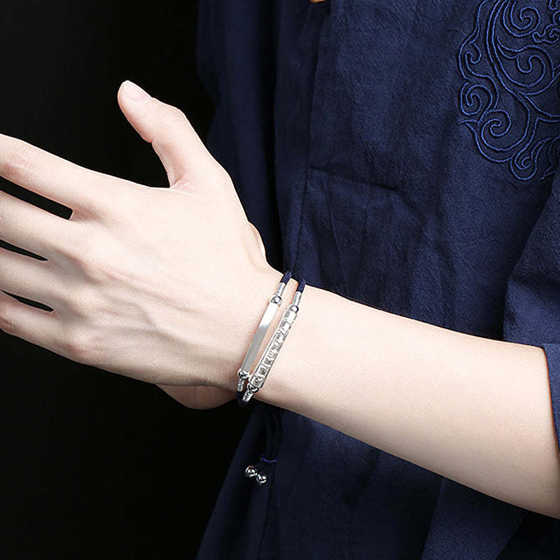 Dragon Knot Sterling Silver Om Mani Padme Hum Double Hand Woven Bracelet