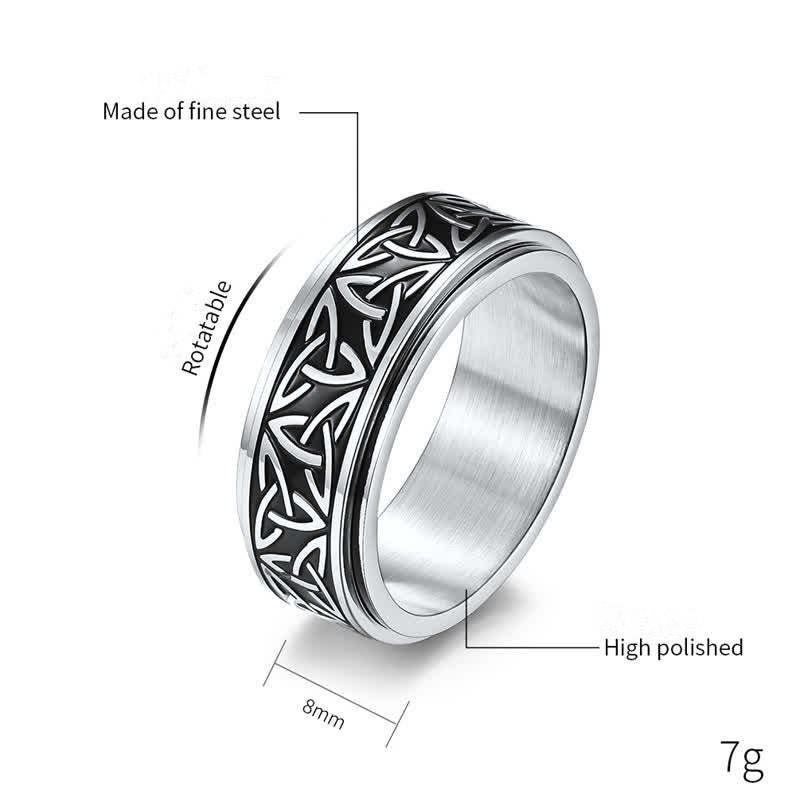 Triangle Knot Triquetra Titanium Steel Calm Rotatable Ring