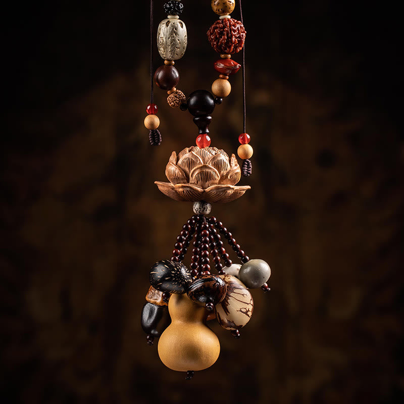 Boxwood Peach Wood Bodhi Seed Lotus mystic zen Avalokitesvara Gourd Peace Car Hanging Decoration