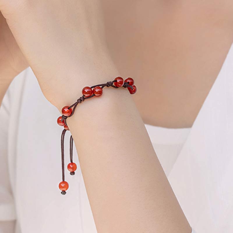 Red Agate Moss Agate Cinnabar Calm Bracelet