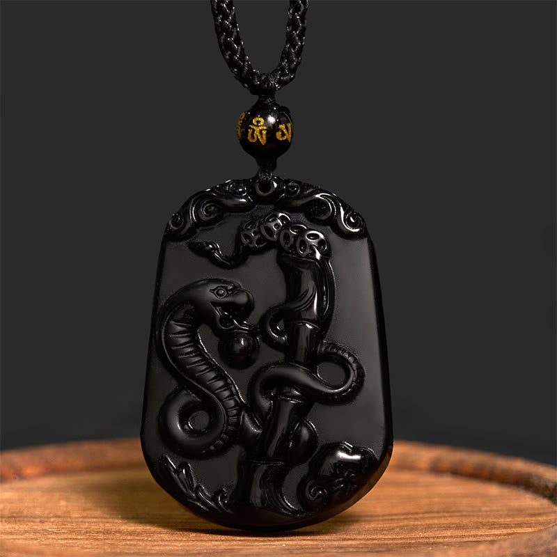 Chinese Zodiac Obsidian Purification Fulfilment Necklace Pendant