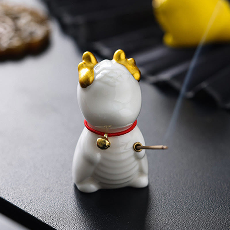 Dragon Bell Healing Ceramic Incense Burner Desk Decoration