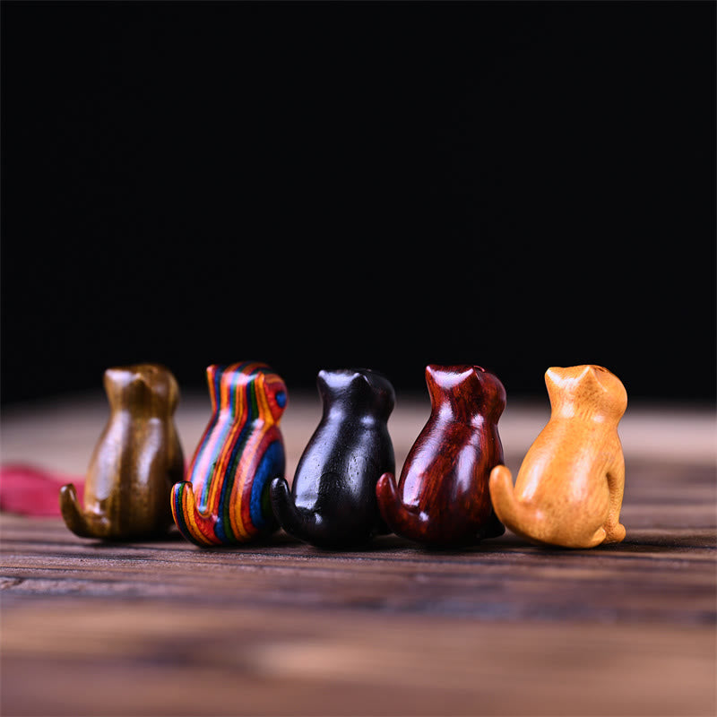 Small Leaf Red Sandalwood Ebony Wood Sandalwood Green Sandalwood Lucky Mini Cat Deer Sooth Phone Hanging Decoration