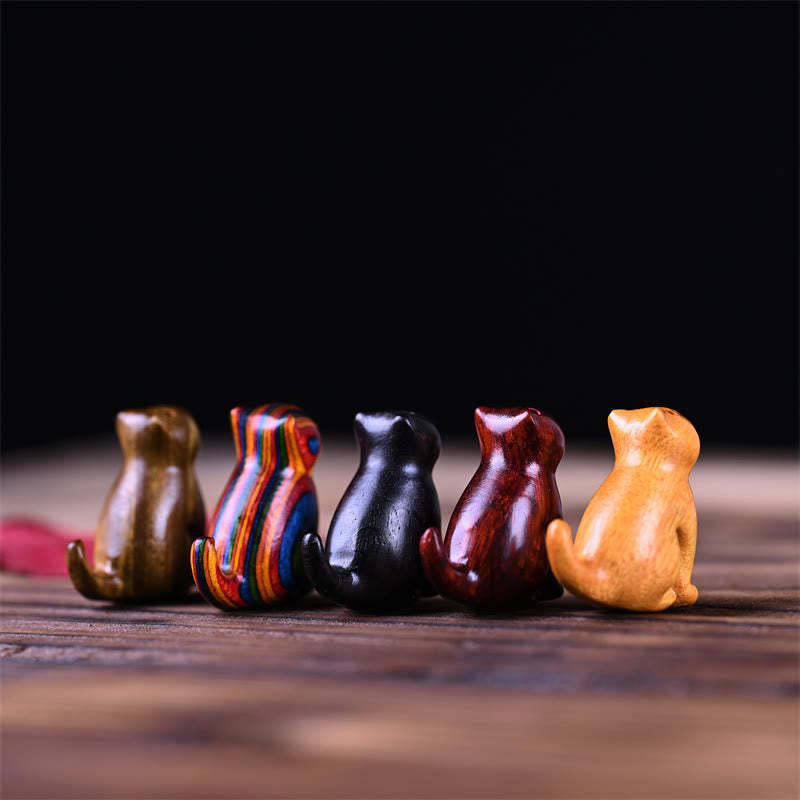 Small Leaf Red Sandalwood Ebony Wood Sandalwood Green Sandalwood Lucky Mini Cat Deer Sooth Phone Hanging Decoration
