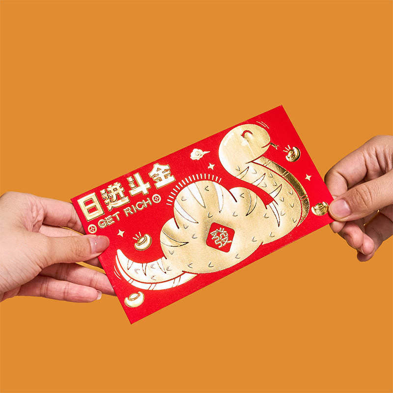 6Pcs Red Envelope Year Of The Snake Design Lucky Money Envelopes Good Luck 2025 Chinese New Year