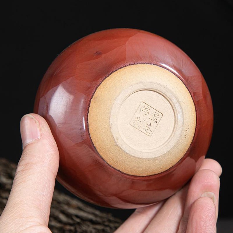 Handmade Chinese Jianzhan Lotus Design Ceramic Teacup Kung Fu Tea Cup