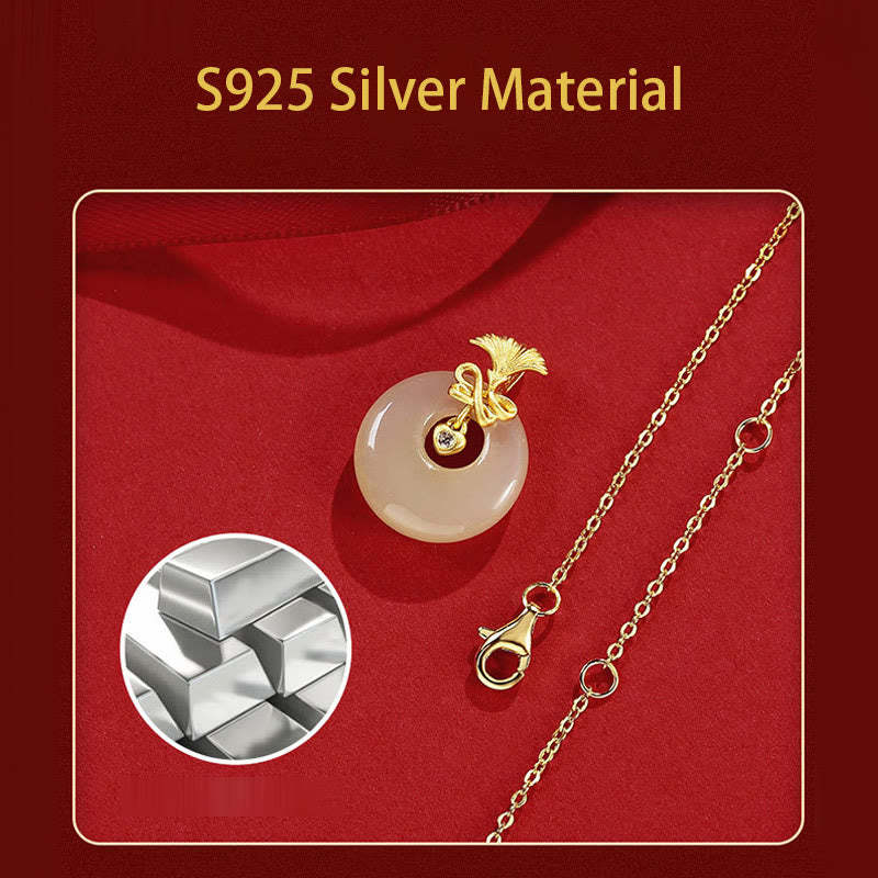 925 Sterling Silver Natural Hetian Jade Carnation Flower Prosperity Necklace Pendant