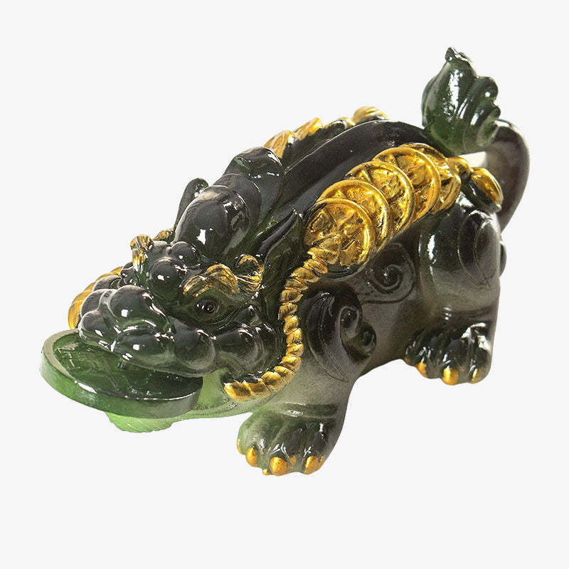 Color Changing Small PiXiu Copper Coins Resin Tea Pet Wealth Home Figurine Decoration