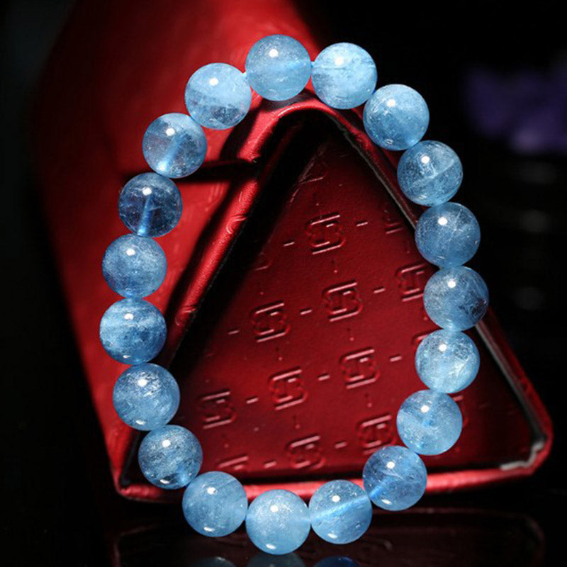 mystic zenstoneshop Aquamarine Beads Peace Healing Bracelet