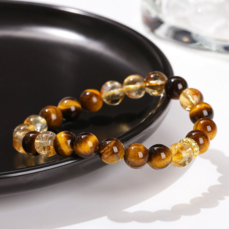 Natural Tiger Eye Citrine Beads Strength Bracelet