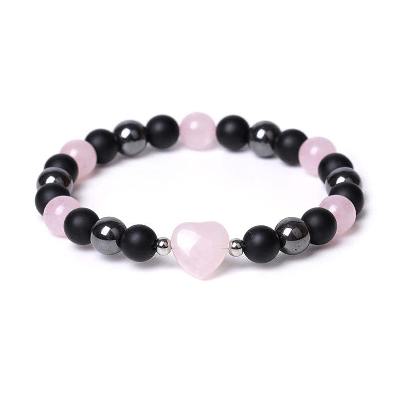 Black Onyx Tiger Eye Stone Crystal Love Heart Protection Bracelet
