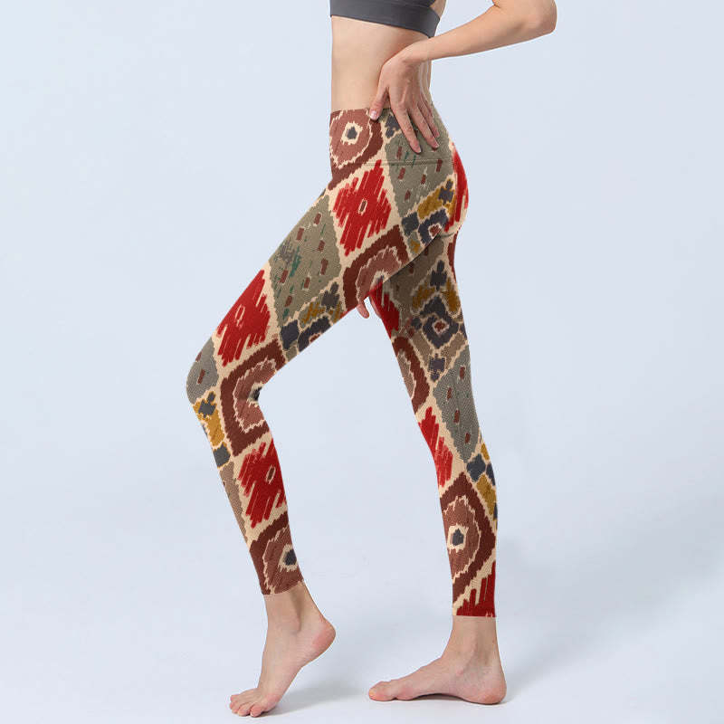 Plaid Printed Gym Leggings Women's Yoga Pants