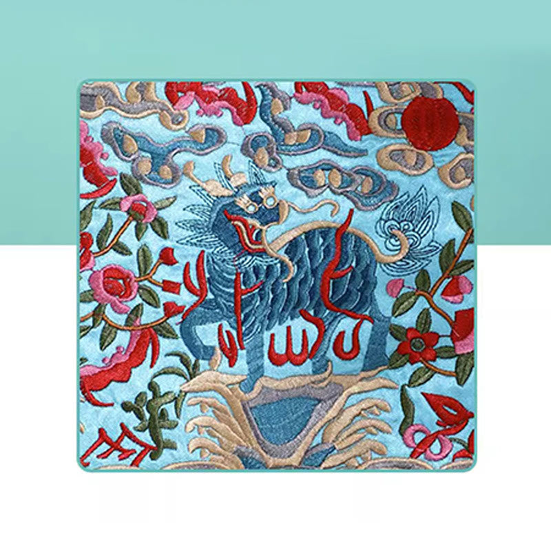 Mythical Beast Phoenix Dragon Qilin Su Embroidery Ticket Folder Storage Journey Shopping Purse Handbag