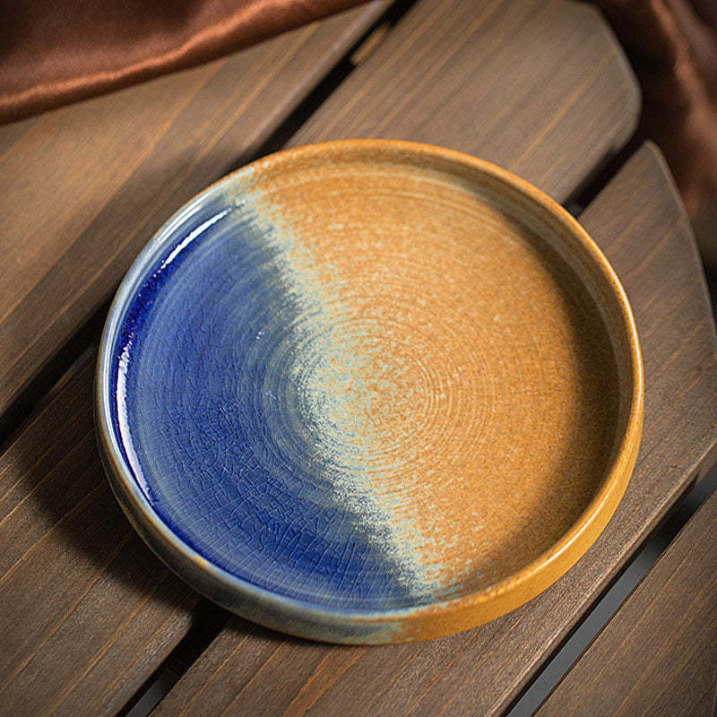 Retro Striped Kiln Change Ceramic Coffee Mug Rough Pottery Tea Coffee Cup With Saucer 250ml