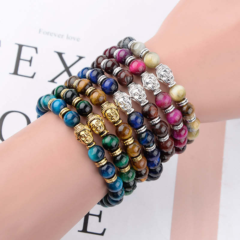 Blue Green Red Tiger Eye mystic zen Head Balance Bracelet