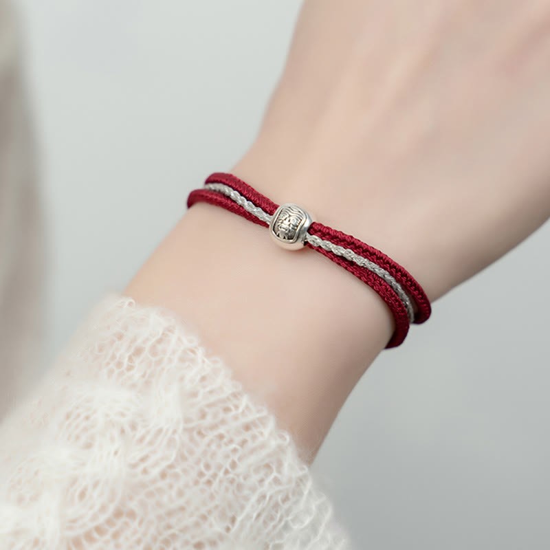 925 Sterling Silver Tibetan Zakiram Goddess of Wealth Luck Rope Bracelet