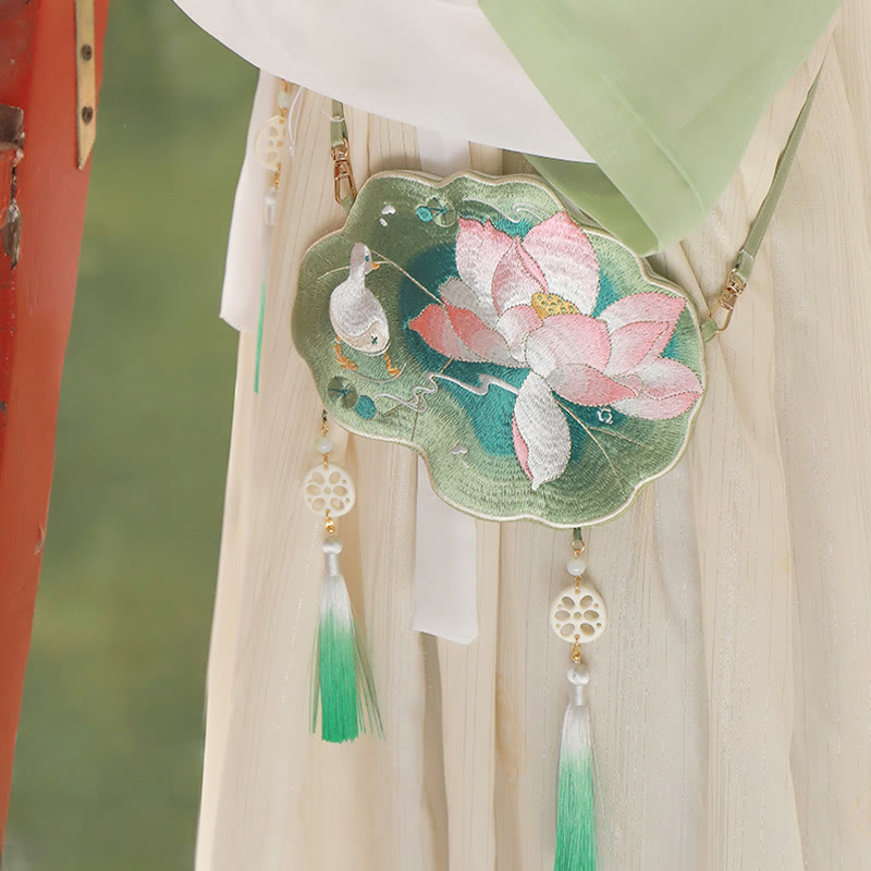 Luck Embroidery Lotus Koi Fish Rabbit Flower Hanfu Bag Crossbody Bag Shoulder Bag