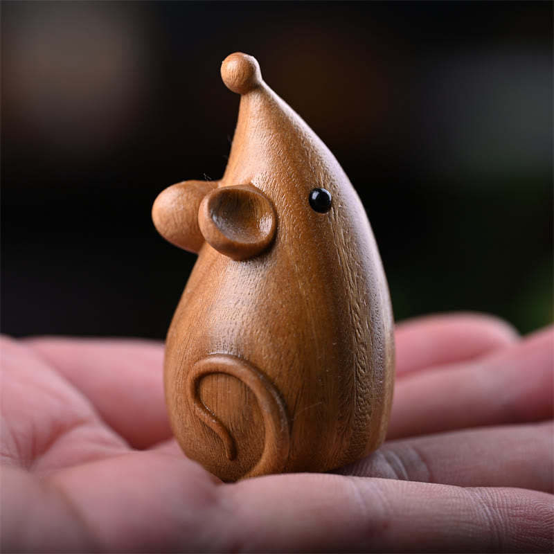 Small Cat Mouse Green Sandalwood African Red Rosewood Peace Home Decoration