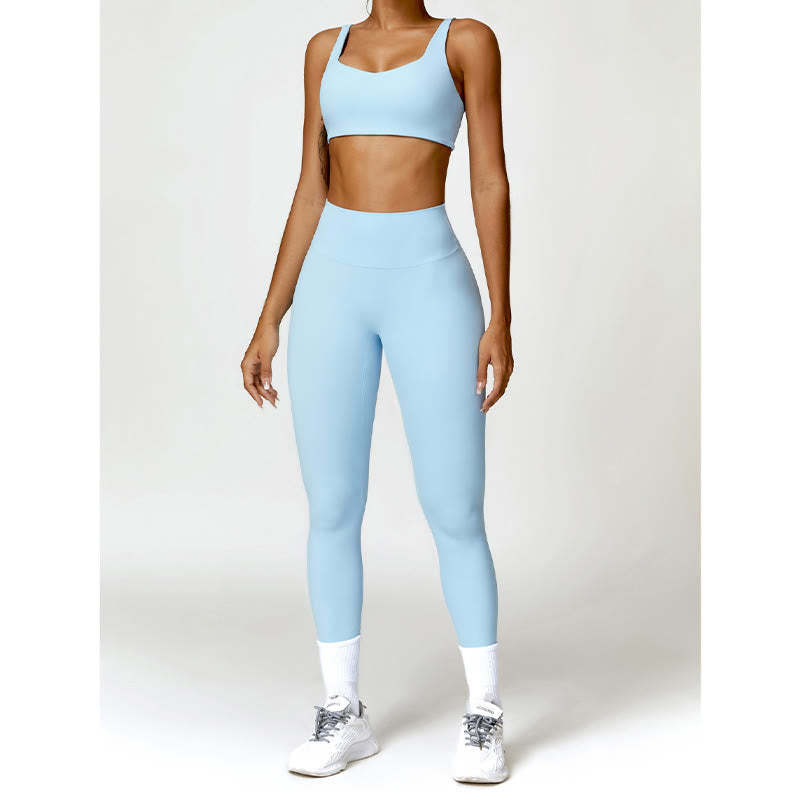 Gym Sports Yoga Backless Bra Crop Tank Top Shorts