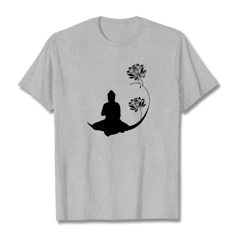mystic zen Sitting With Lotus Flowers Pattern Pattern Tee T-shirt