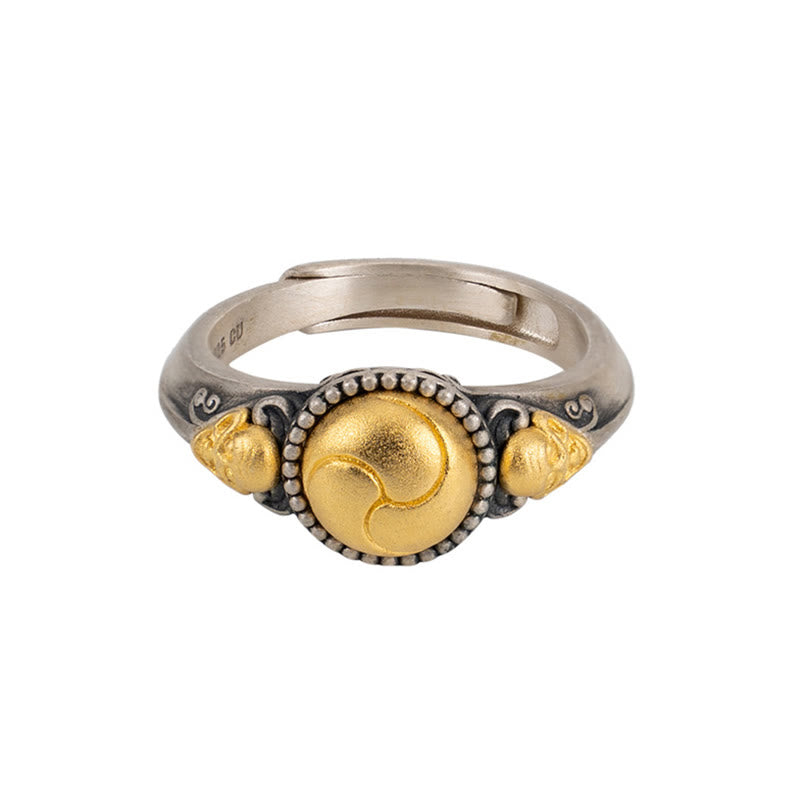 925 Sterling Silver Plated Gold Skeleton Balance Adjustable Ring
