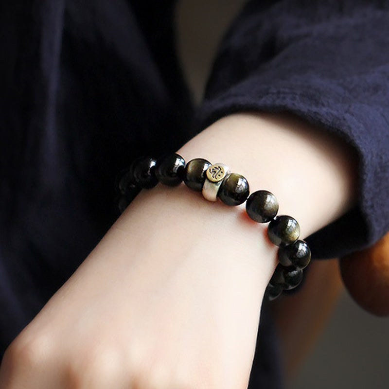 Chinese Zodiac Natal mystic zen Obsidian Purification Bracelet
