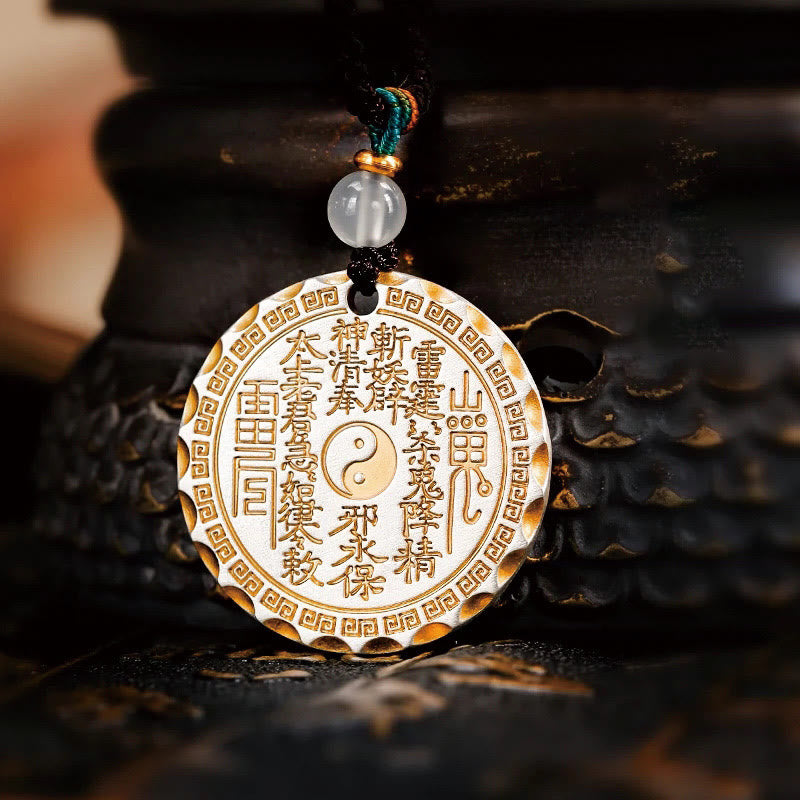 Mountain Ghosts Spend Money Yin Yang Bagua Design Copper Harmony Necklace Pendant