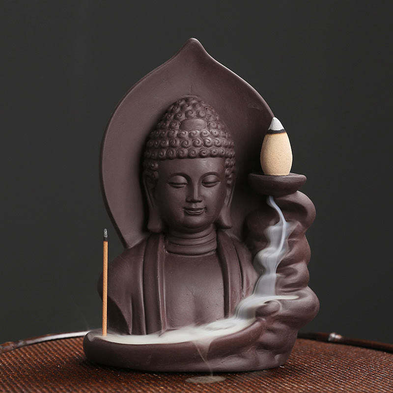 Tibetan Avalokitesvara mystic zen Lotus Healing Backflow Smoke Fountain Incense Burner