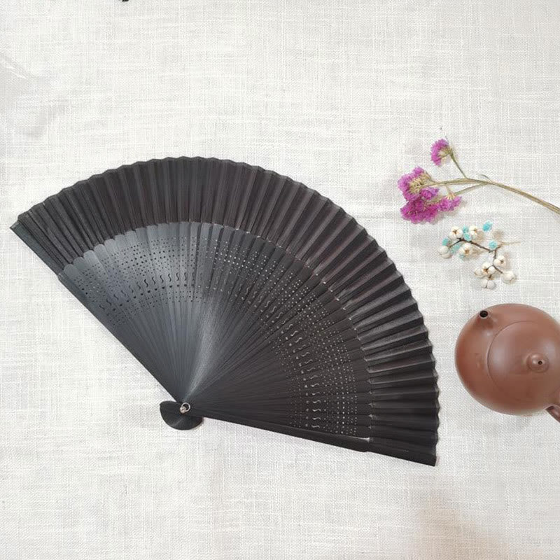 Simple Hollow Engraved Handheld Bamboo Folding Fan