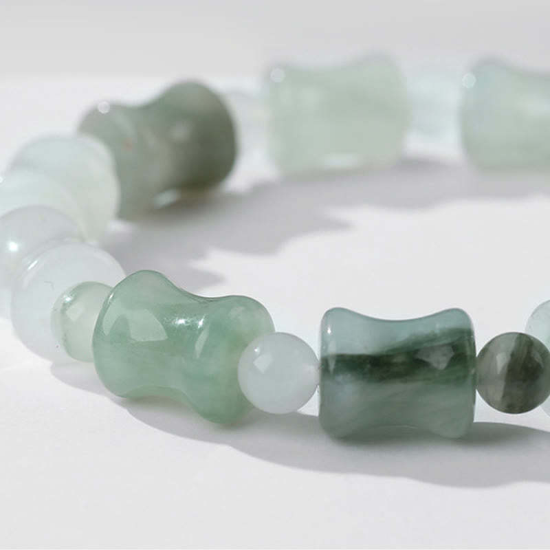 Jade Coconut Shell Bamboo Pattern Abundance Luck Bracelet