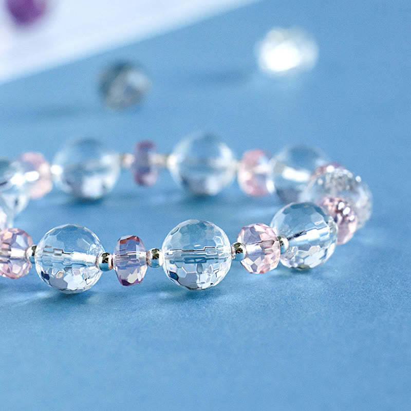 White Crystal Pink Crystal Protection Star Charm Bracelet