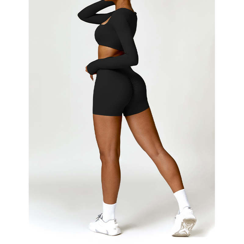 Gym Sports Yoga Backless Bra Crop Tank Top Shorts