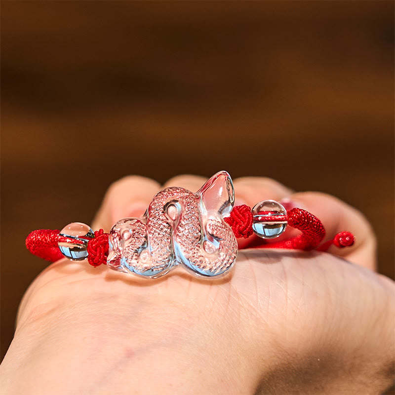 Lucky Healing The Year of The Snake 2025 Jade White Crystal Red String Protection Bundle