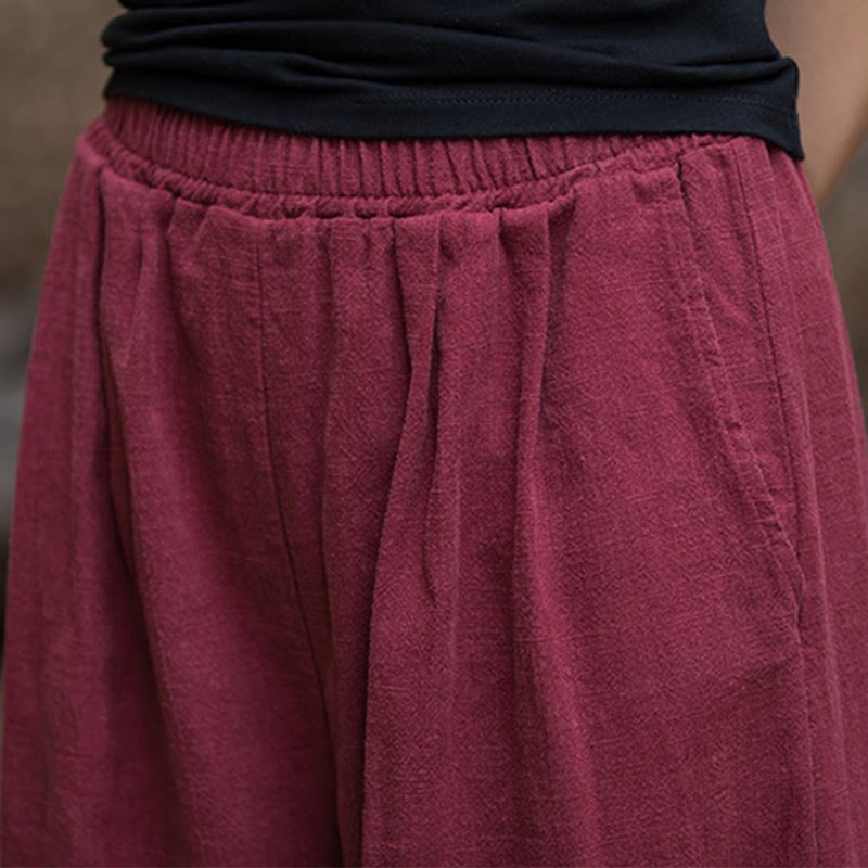 Retro Wide Leg Pants Casual Women's Yoga Pants With Pockets