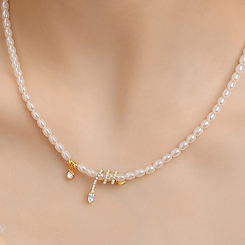 925 Sterling Silver Year Of The Snake Pearl Bracelet Necklace Pendant