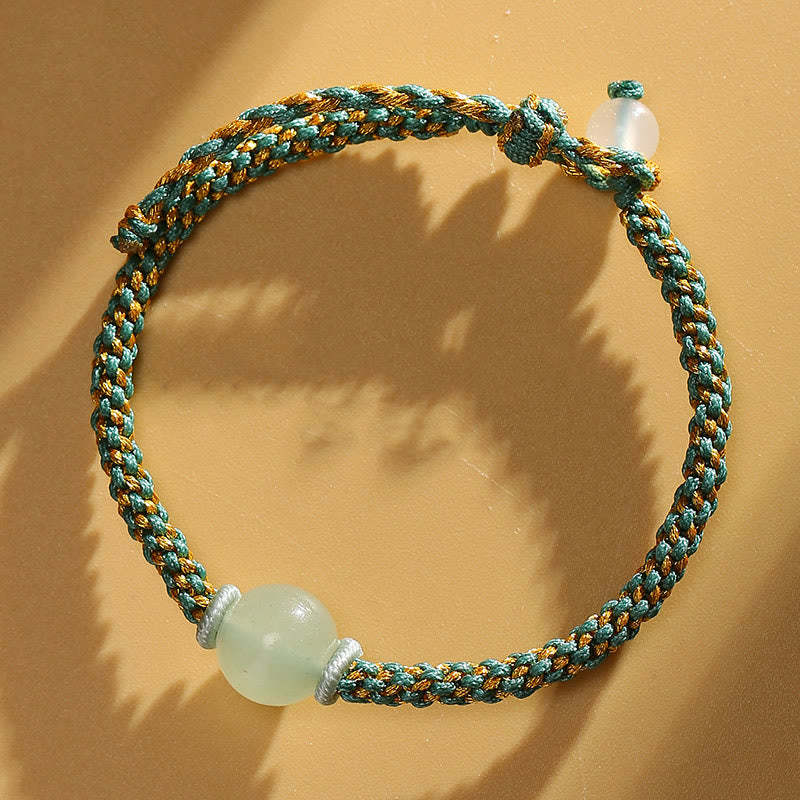 Handmade Red Agate Amethyst Golden Rutilated Quartz Pink Crystal Bead Calm Braided Bracelet