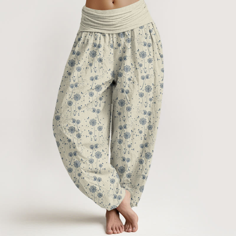 Dandelion Totem Pattern Women's Elastic Waist Harem Pants