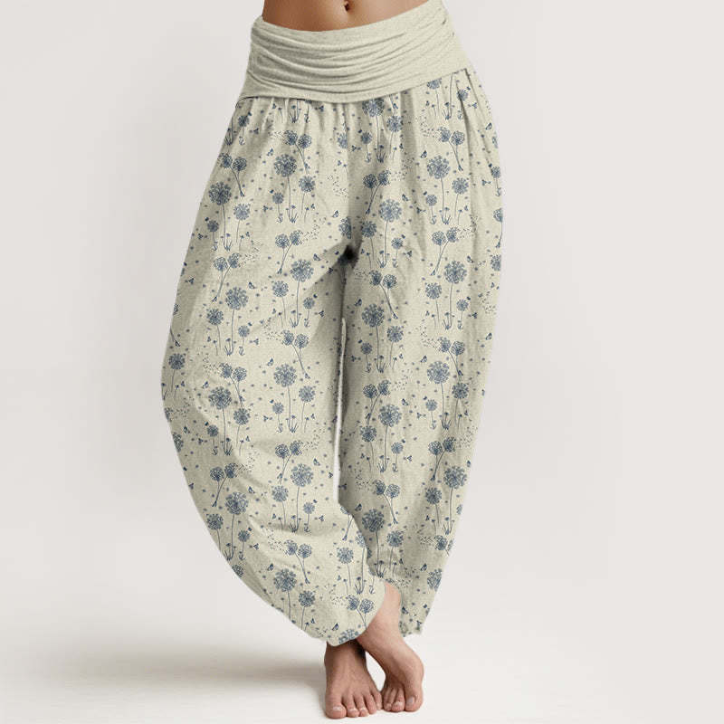 Dandelion Totem Pattern Women's Elastic Waist Harem Pants