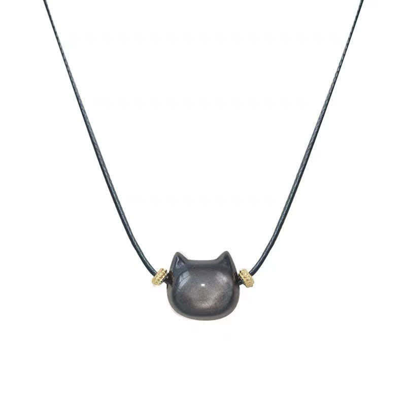 Gold Sheen Obsidian Silver Sheen Obsidian Lovely Paw Lucky Cat Protection Bracelet