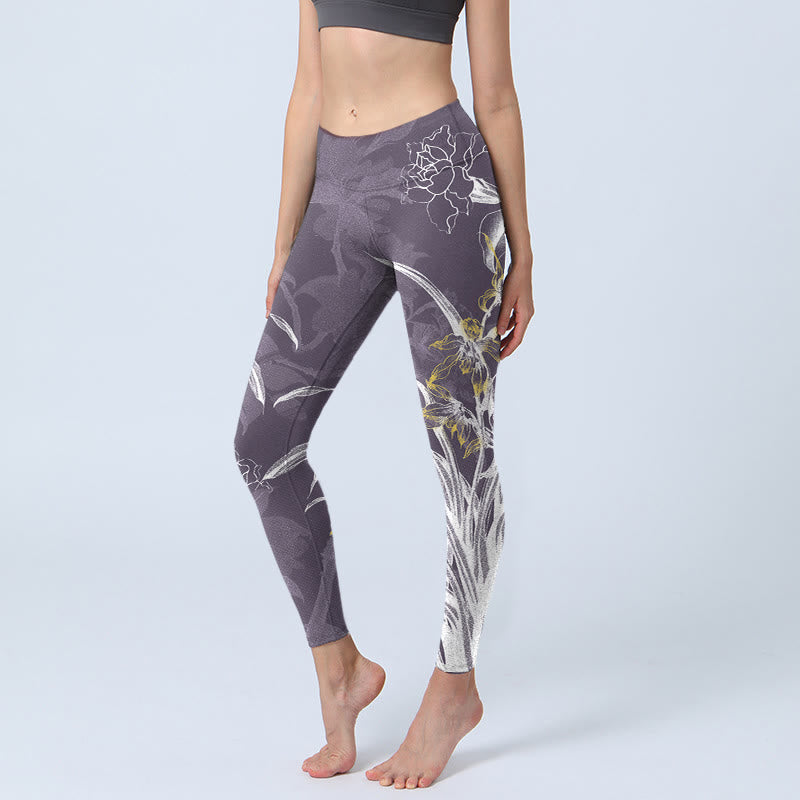 Orchid Flower Roses Gym Leggings Women's Yoga Pants
