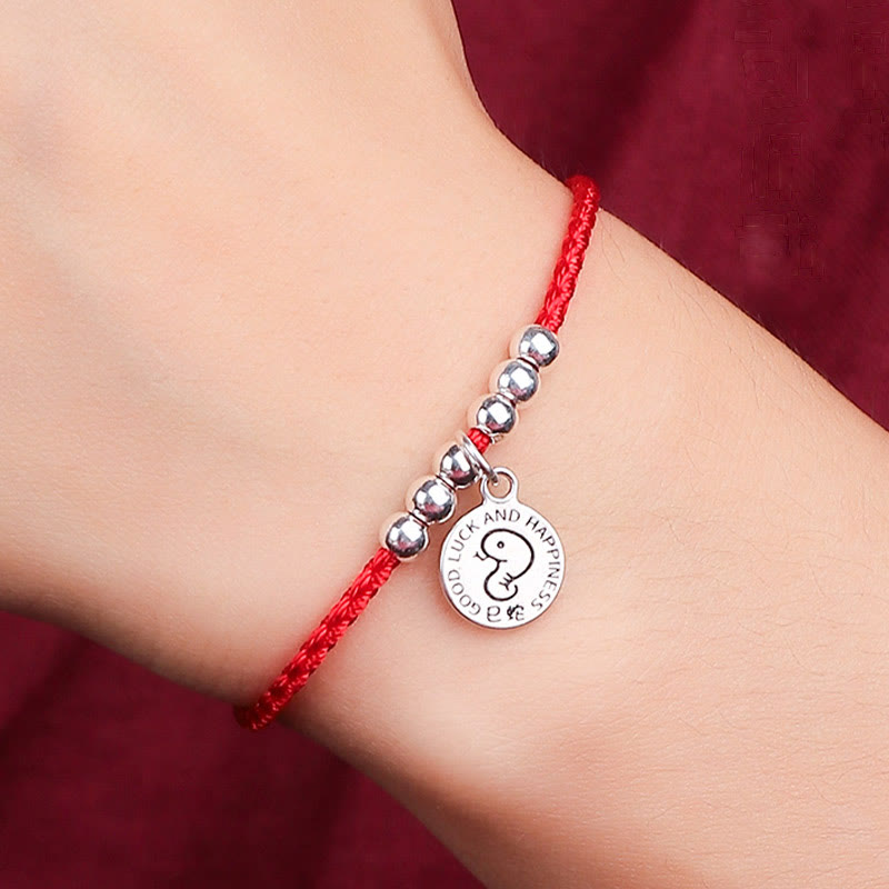 Chinese Zodiac Kid Red String 999 Sterling Silver Protection Bracelet