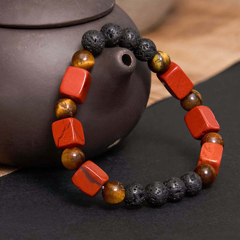 Various Crystals Cube Amethyst Lava Rock Support Bracelet
