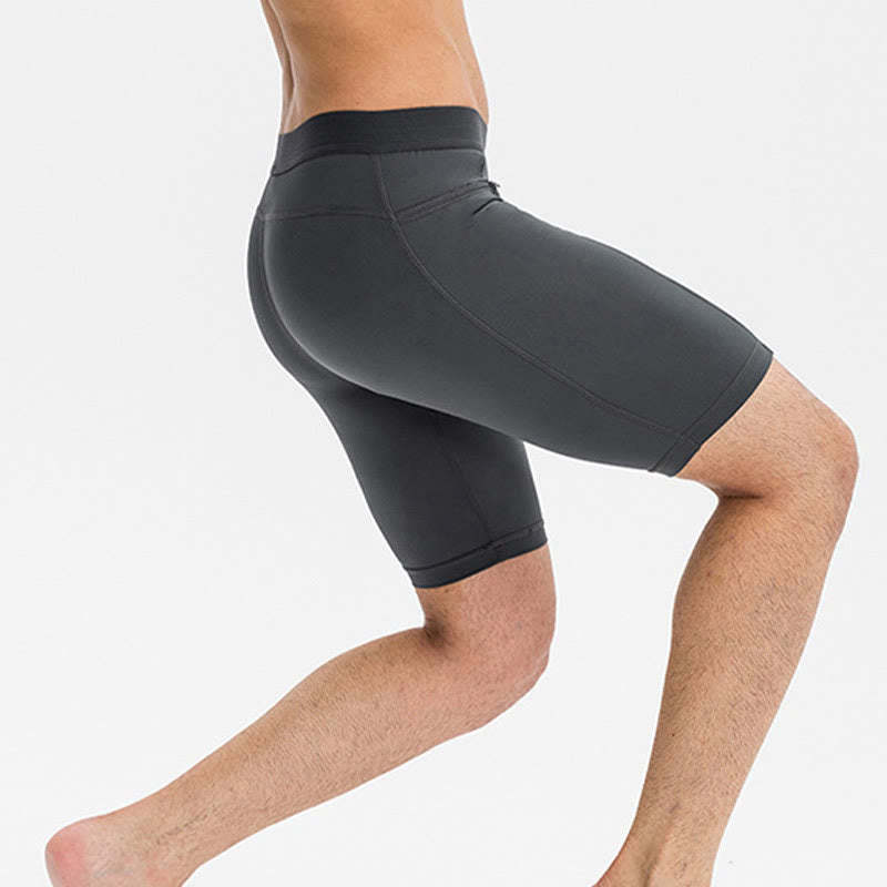 Men's Tight Stretch High Elasticity Quick Dry Sports Shorts With Zipper Pockets