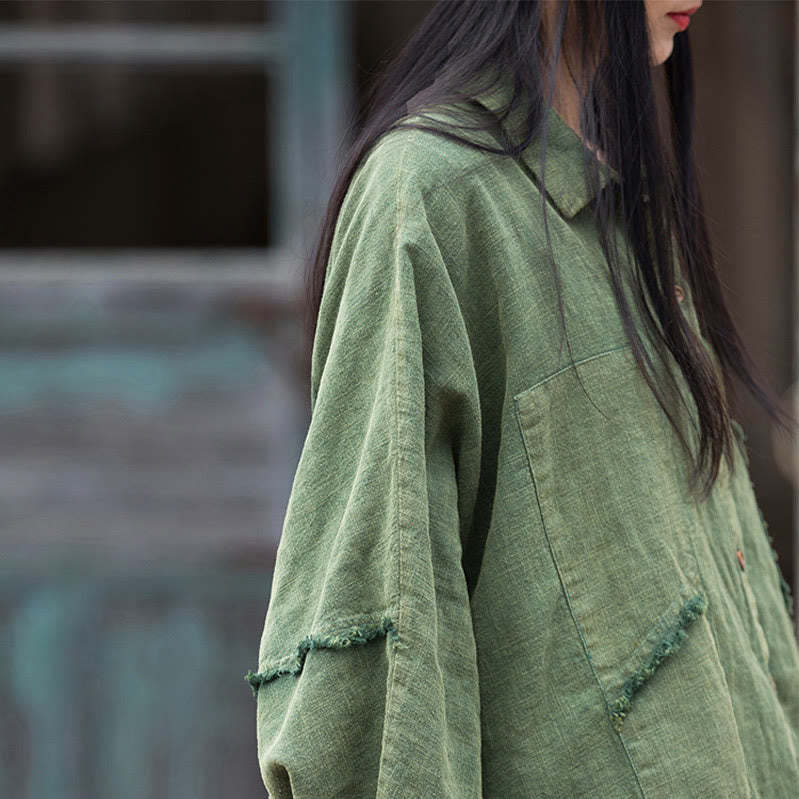 Irregular Splice Ramie Cotton Clothing