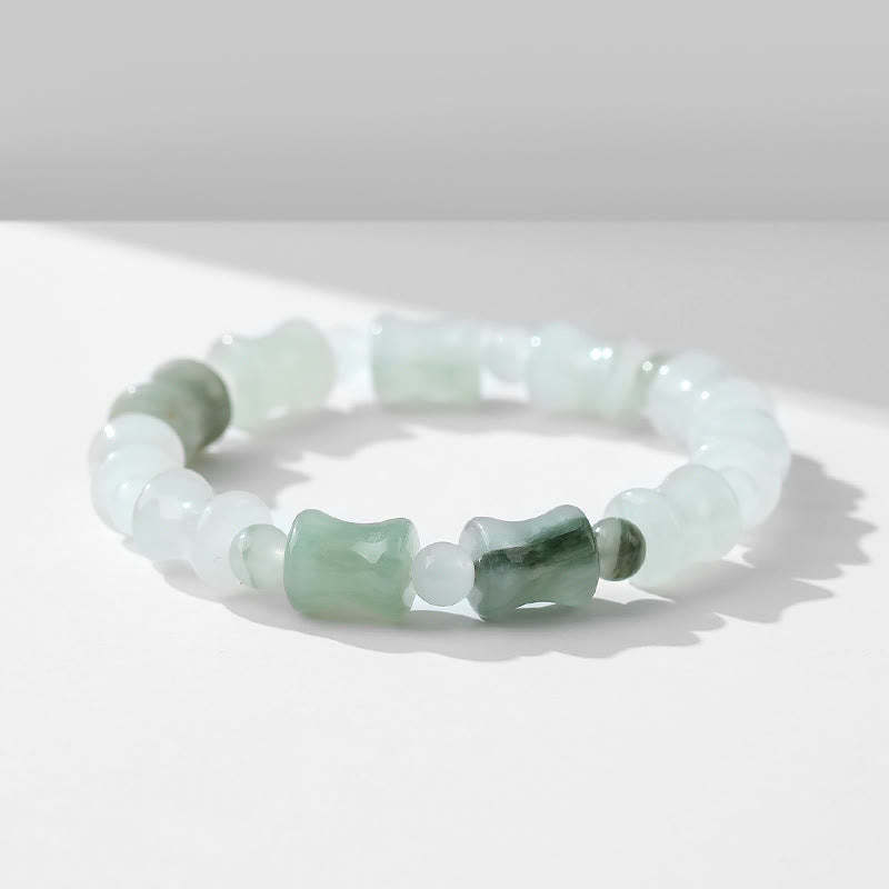 Jade Coconut Shell Bamboo Pattern Abundance Luck Bracelet