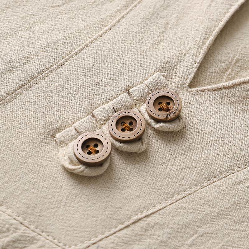 Solid Color Long Sleeve Button Shirt Cotton Linen Men Clothing