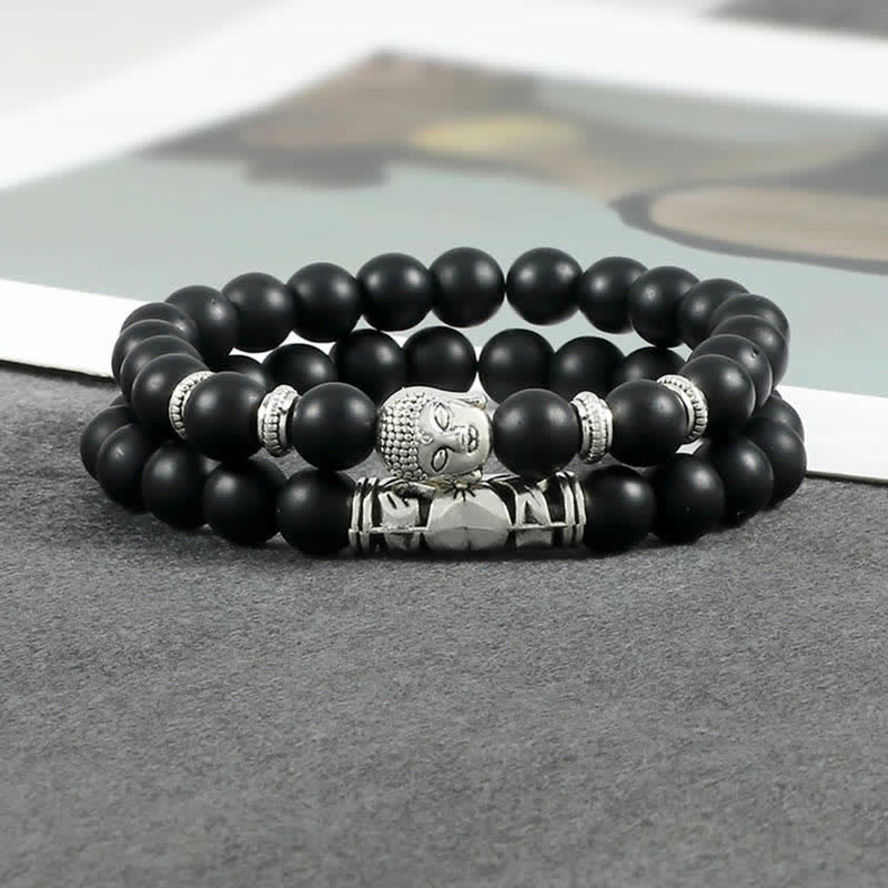 2Pcs Natural Crystal Agate mystic zen Protection Bracelet