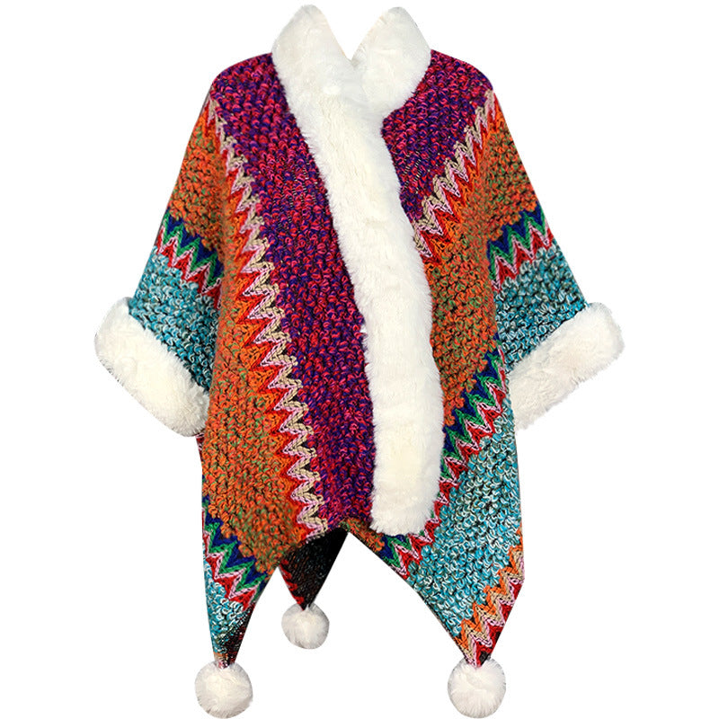 Tibetan Multicolored Striped Shawl Winter Cozy Travel Scarf Wrap