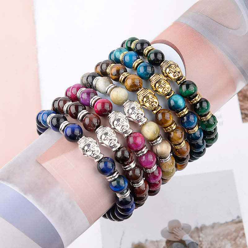 Blue Green Red Tiger Eye mystic zen Head Balance Bracelet